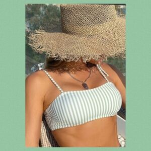 Green and White Striped Bikini Top.42